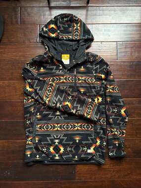 Dravus Aztec Print Fleece Snap-Neck Hoodie, Size M